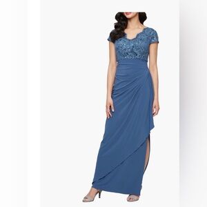 Alex Evening Sequin Embroidered Ruched Gown $219 Size:18